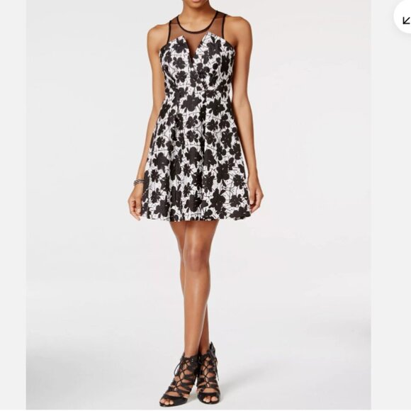 BCBGeneration Black & White Mesh Floral Dress - Picture 9 of 11